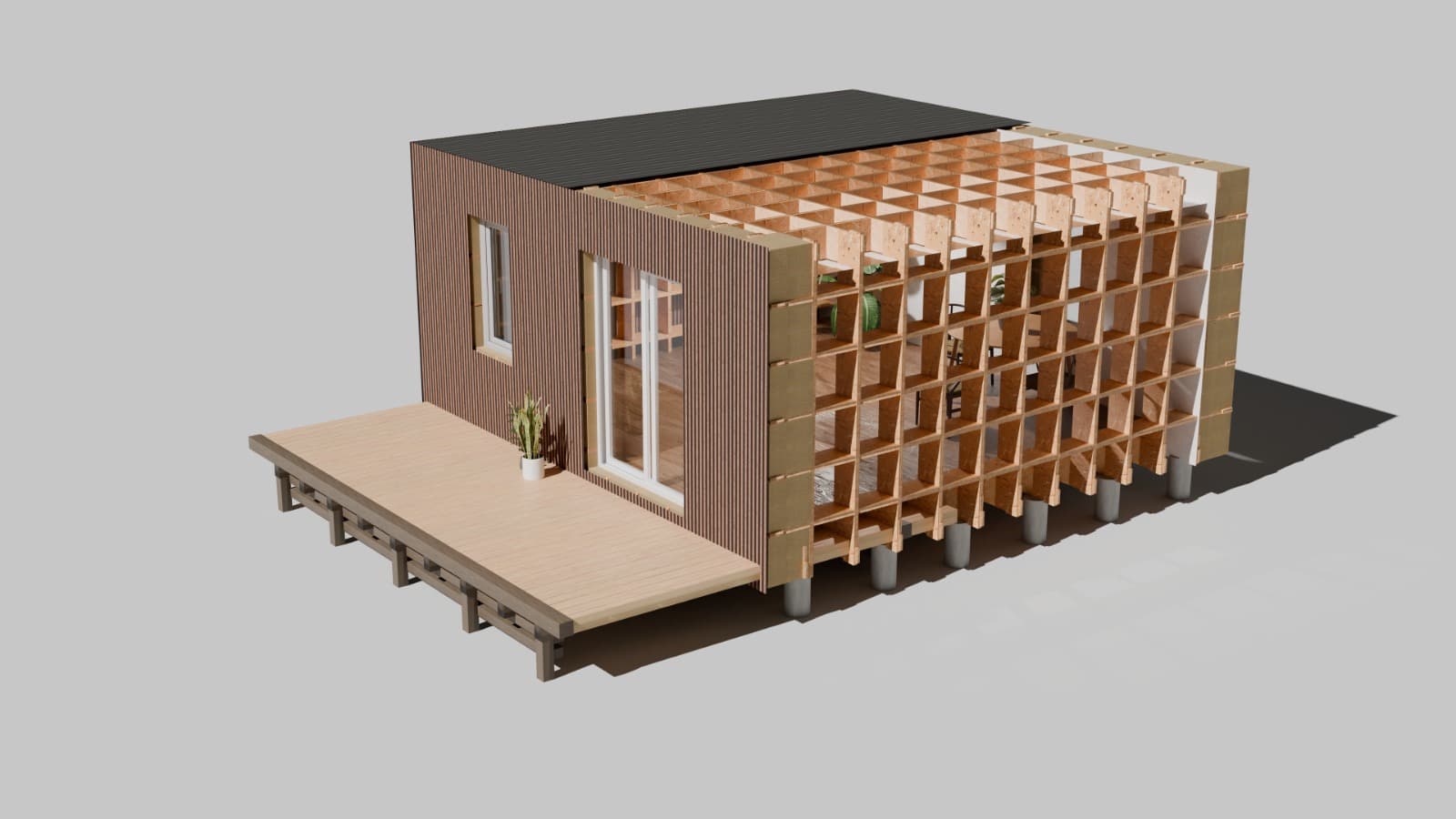 Sustainable insulation materials being installed in Combstruct wall system